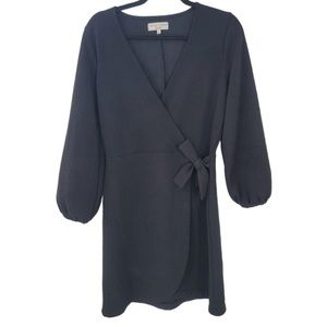 MADEWELL Women’s Black Long Sleeve Faux Wrap Mini Dress Size M